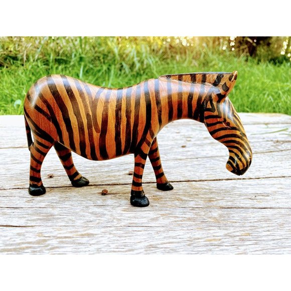 handmade Other - Vintage Wood MCM African Zebra Folk Art